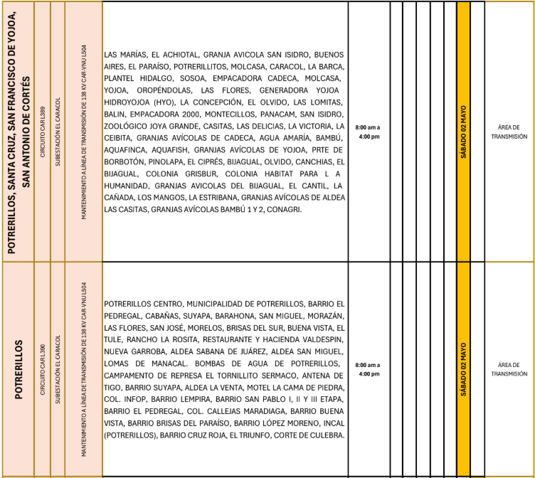 Lista de colonias que no tendrán luz pasado mañana