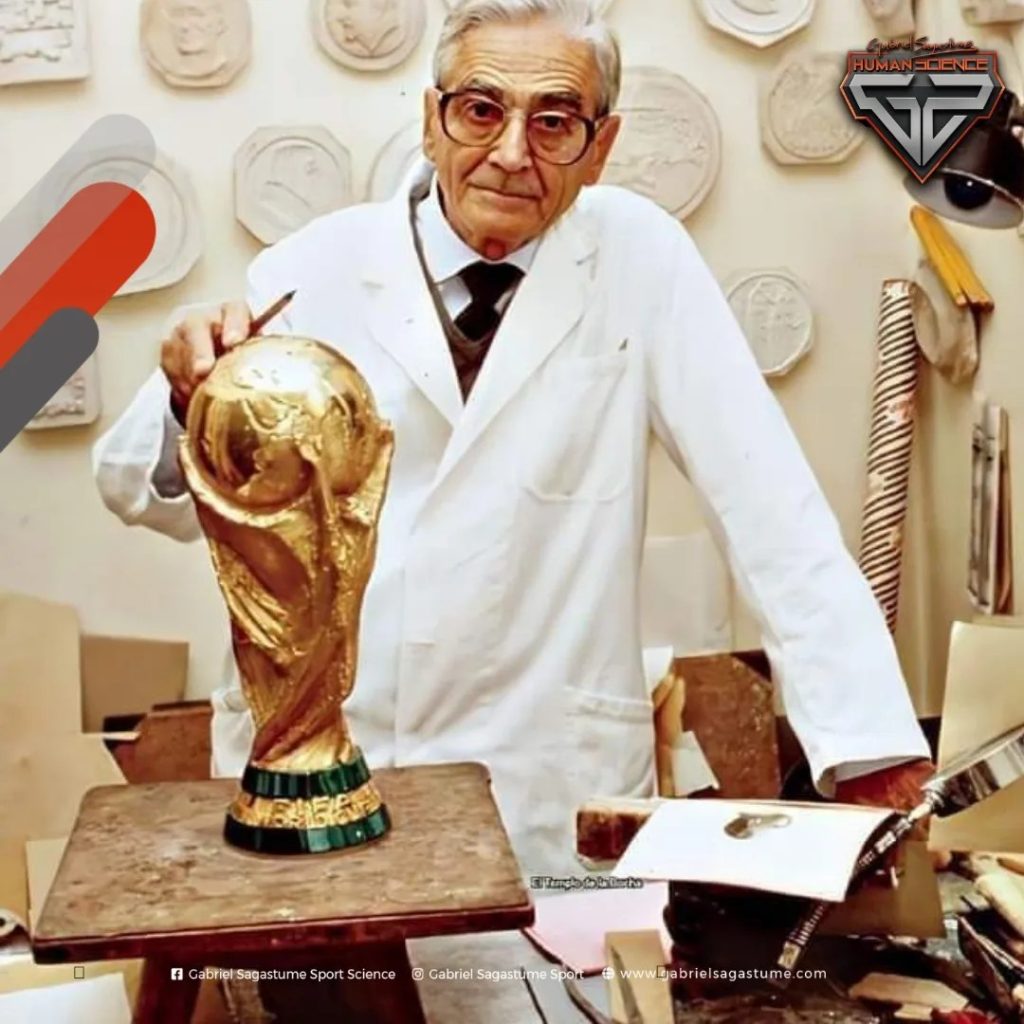 Silvio Gazzaniga, diseñador del trofeo de la Copa Mundial como se conoce en la actualidad.