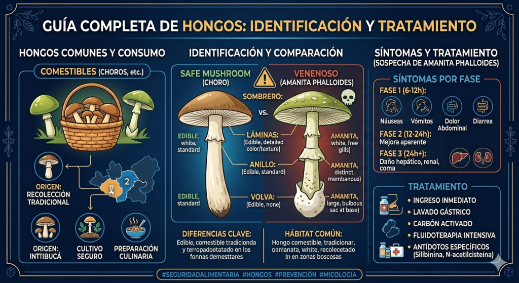 Tipos de hongos y cómo tratar un caso de intoxicación.