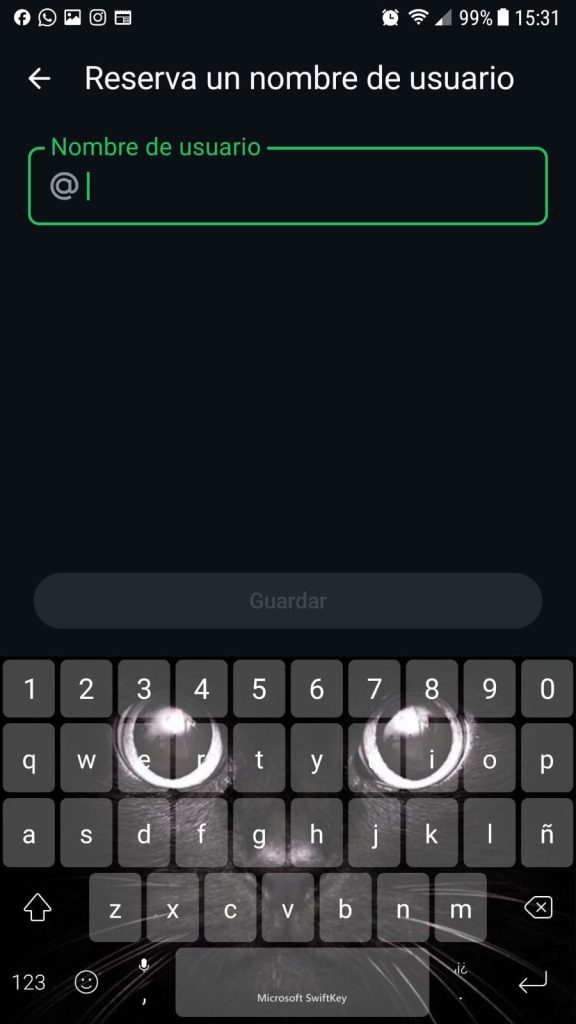Creación del nombre de usuario.