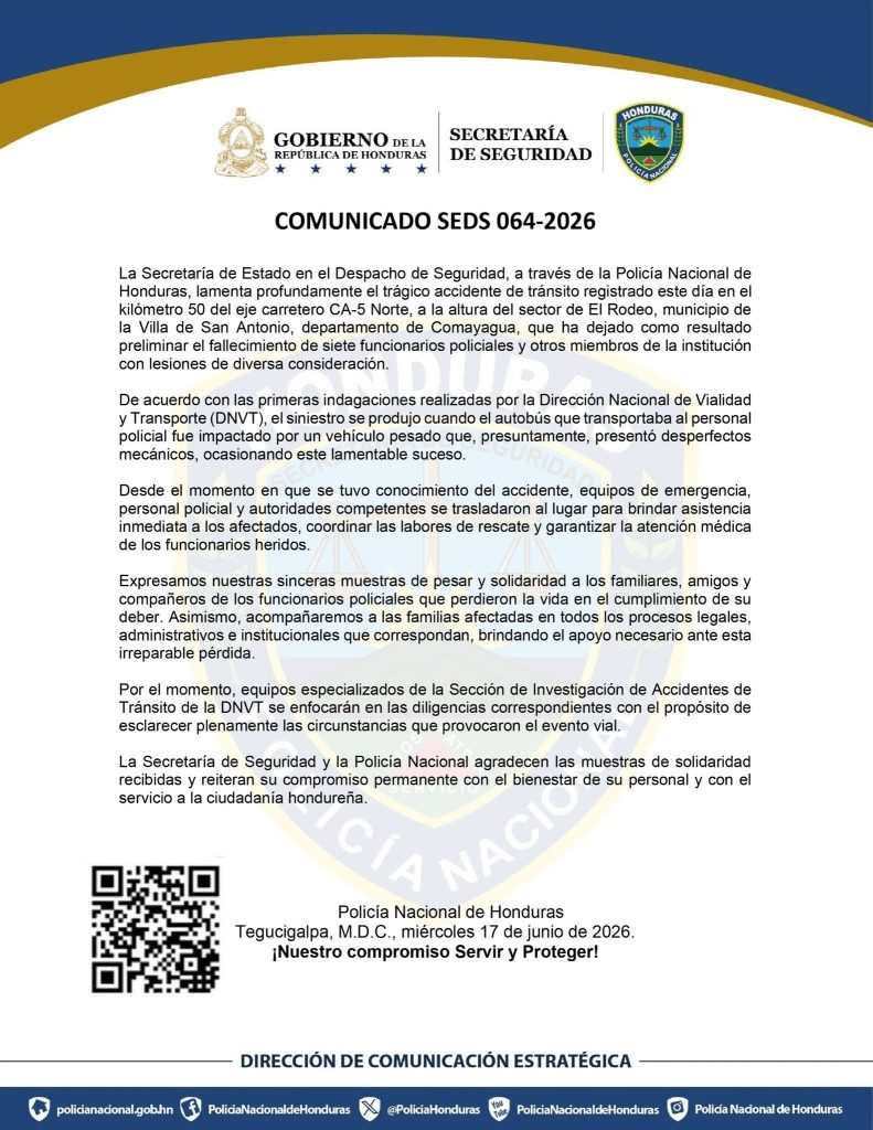 Comunicado de la Secretaría de Seguridad