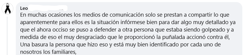 Captura de pantalla del comentario