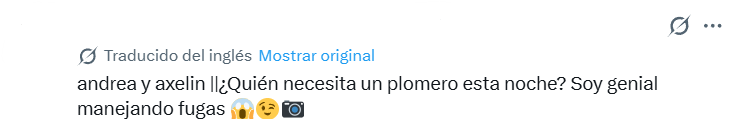 Captura de pantalla de una publicación viral en Twitter que menciona el video filtrado de Andrea Stein Feliu y Axelin en una piscina cerca de la playa San Juan
