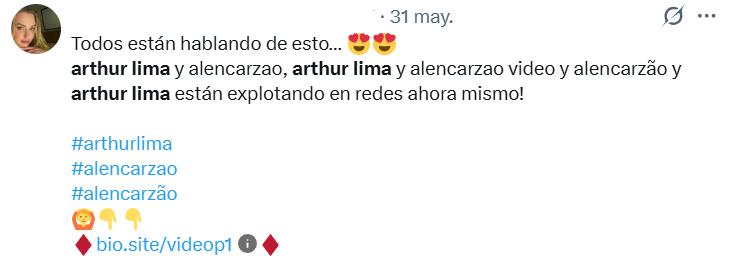 Captura de pantalla de una publicación en la que se habla sobre los supuestos videos filtrados de Arthur Lima y Alercanzão, su novia
