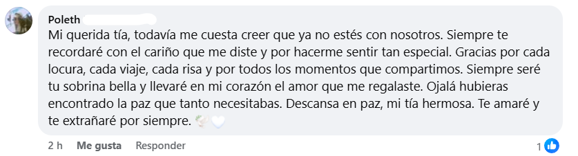 Captura de pantalla del comentario