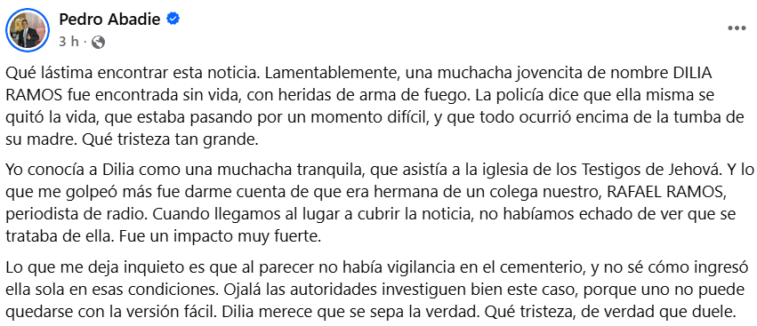 Captura de pantalla de la publicación