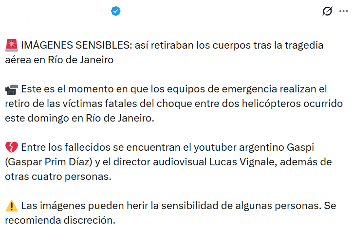 Captura de pantalla de una publicación en Twitter que se hizo viral porque hablaba de fotos del cuerpo de Gaspi