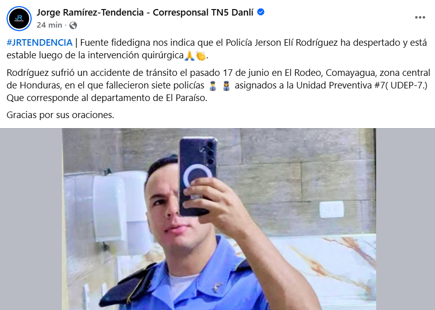 Captura de pantalla de la publicación