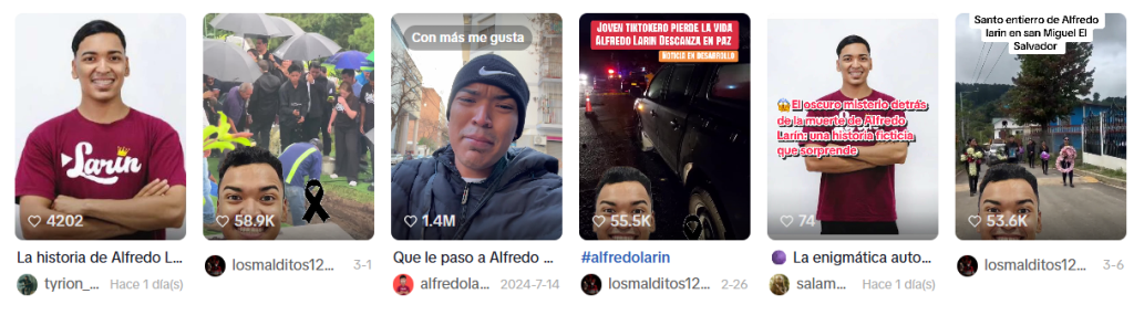 Captura de pantalla de publicaciones que difundieron la supuesta muerte de Alfredo Larín e incluso en una se habla sobre una falsa autopsia
