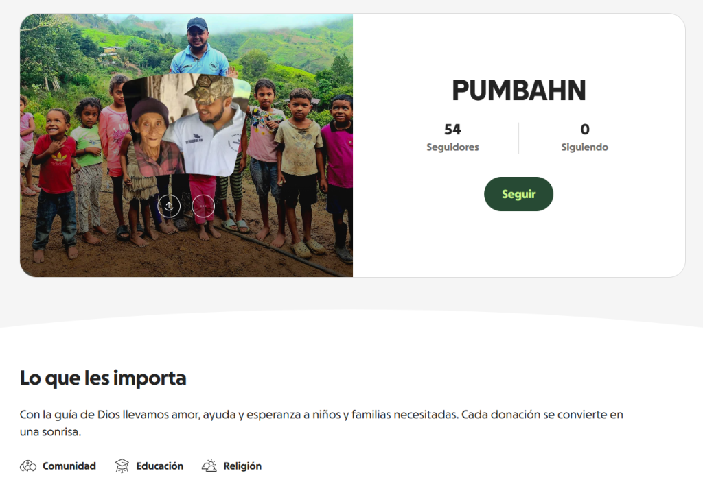 Captura de pantalla del perfil de Pumba HN