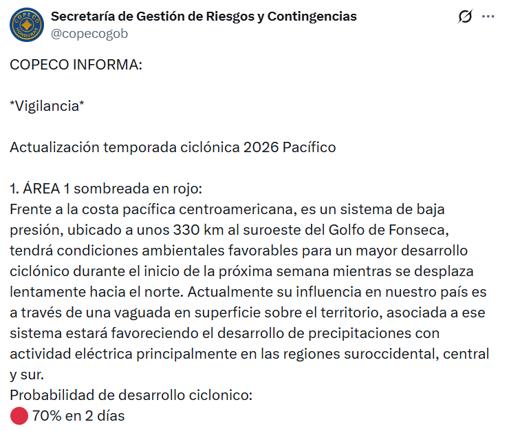 Captura de pantalla de la publicación