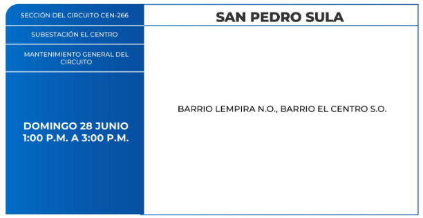 Lista de colonias que no tendrán luz este domingo debido a cortes de energía eléctrica programados por la ENEE