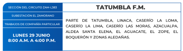 Lista de colonias que no tendrán luz este lunes debido a cortes de energía eléctrica programados por la ENEE