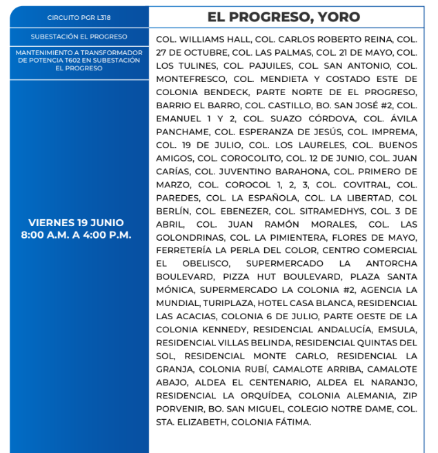 Lista de colonias que no tendrán luz pasado mañana