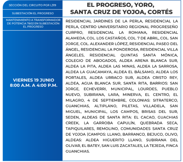 Lista de colonias que no tendrán luz pasado mañana