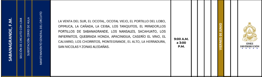 Lista de colonias que no tendrán luz este viernes debido a cortes de energía eléctrica programados por la ENEE