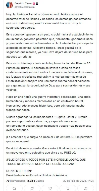 Captura de pantalla de la publicación