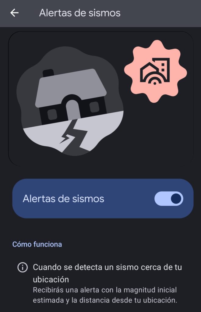 Captura de pantalla de un paso sobre cómo activar la alerta de sismos en Honduras desde un celular Android