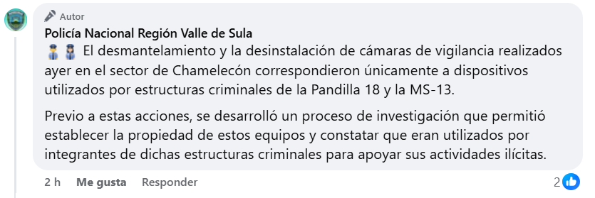 Captura de pantalla de la publicación