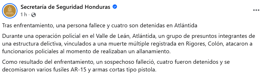 Captura de pantalla de la publicación