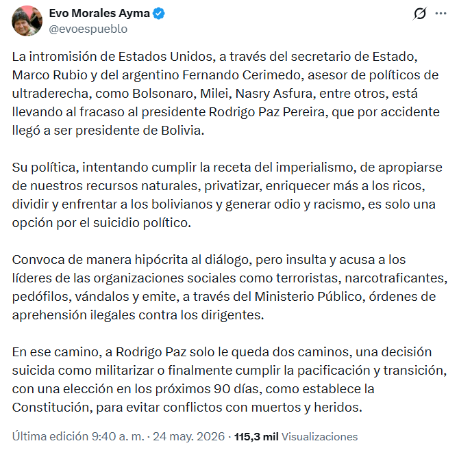 Captura de pantalla de la publicación