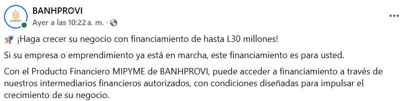 Captura de pantalla de la publicación