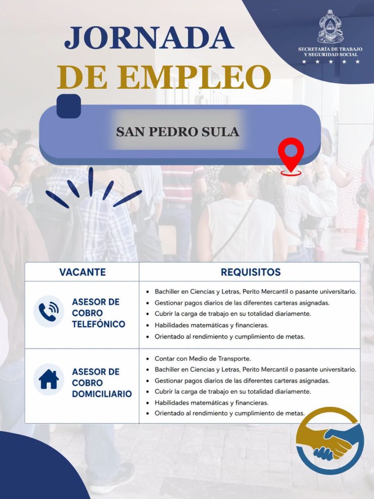 Foto con información sobre las vacantes disponibles