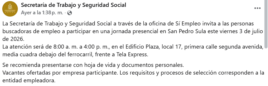 Captura de pantalla de la publicación