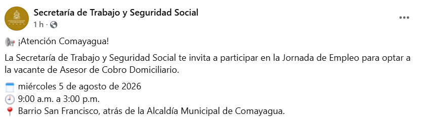 Captura de pantalla de la publicación