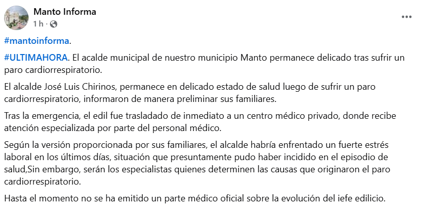 Captura de pantalla de la publicación