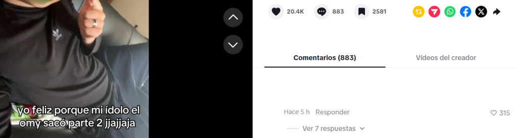 Captura de pantalla de una publicación en la que se habla sobre el supuesto video filtrado de Katri con Omy de Fiorito, el cual se hizo viral en Twitter, Telegram y con el usuario Turco26