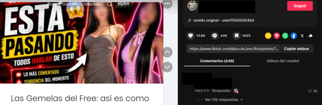 Captura de pantalla de una publicación que hace alusión al supuesto video filtrado de las Gemelas del Free Fire, mismo que se hizo viral en Twitter, Telegram y Ltube