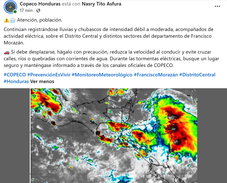 Captura de pantalla de la publicación
