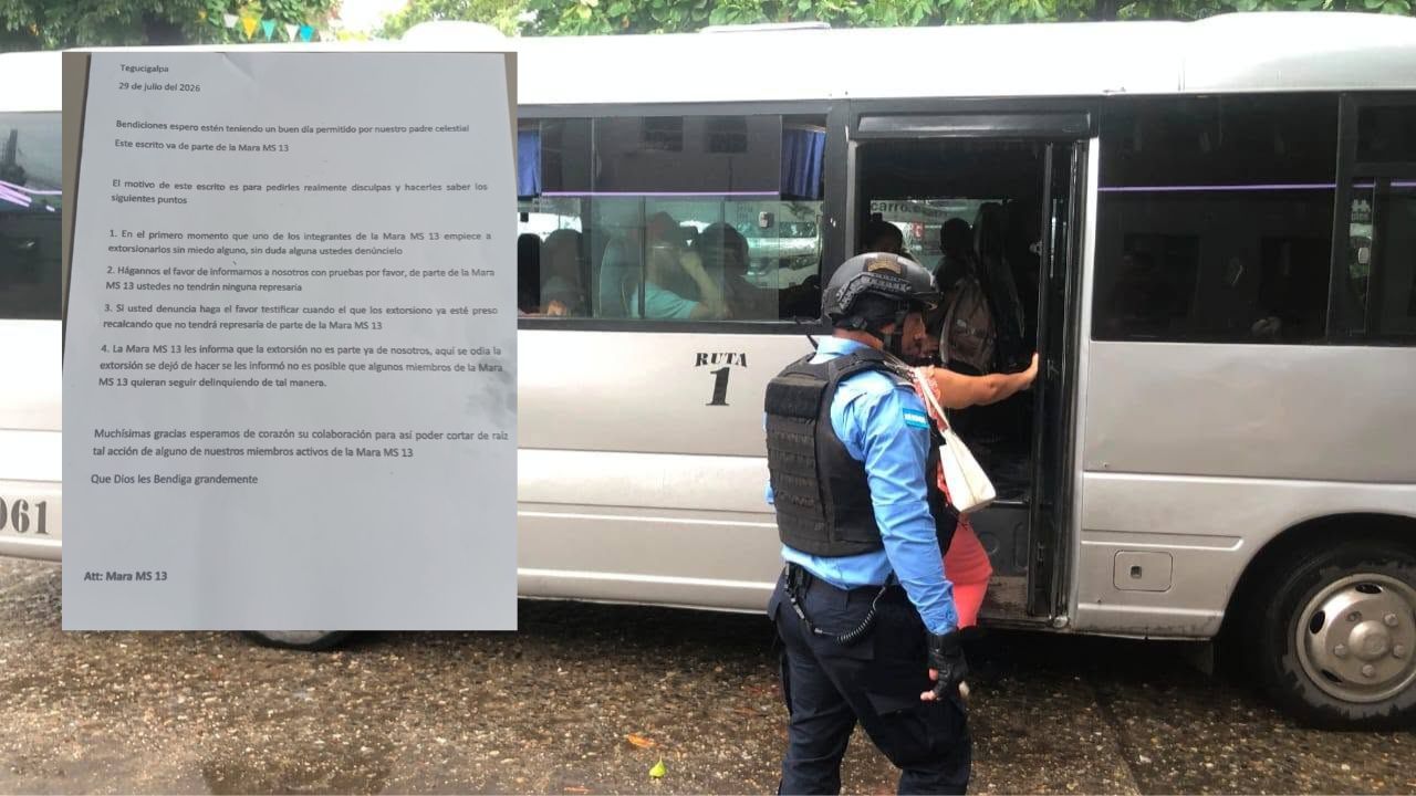 "Aquí se odia la extorsión": la DAET investiga supuesta carta de la MS-13 Imagen principal de "Aquí se odia la extorsión": la DAET investiga supuesta carta de la MS-13