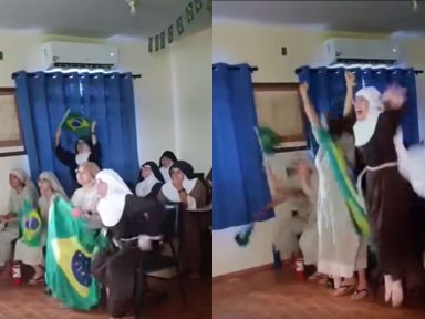 Imagen de Celebración de gol de Brasil protagonizada por monjas desata furor en redes