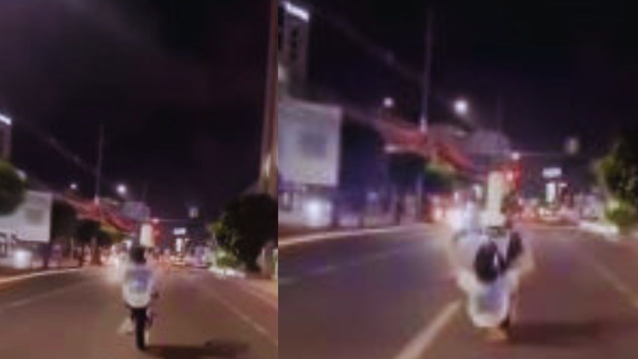 Graban a motociclista accidentarse en el bulevar Morazán tras realizar pirueta Imagen principal de Graban a motociclista accidentarse en el bulevar Morazán tras realizar pirueta