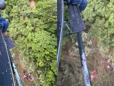 Imagen de Videos: en helicóptero salvan a turista atrapada tras sufrir accidente en el bosque