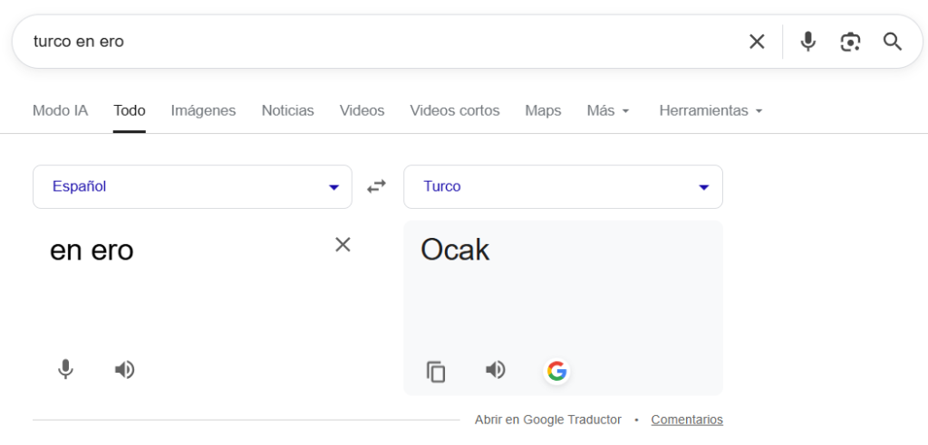 Captura de pantalla de la búsqueda en Google de Turco en Ero, término viral que ha sido vinculado con el supuesto video completo y original de Tati del Matto y Omy de Fiorito, el cual fue filtrado en Twitter, Telegram y Ltube