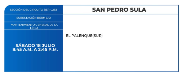 Lista de colonias que no tendrán luz este sábado debido a cortes de energía eléctrica programados por la ENEE