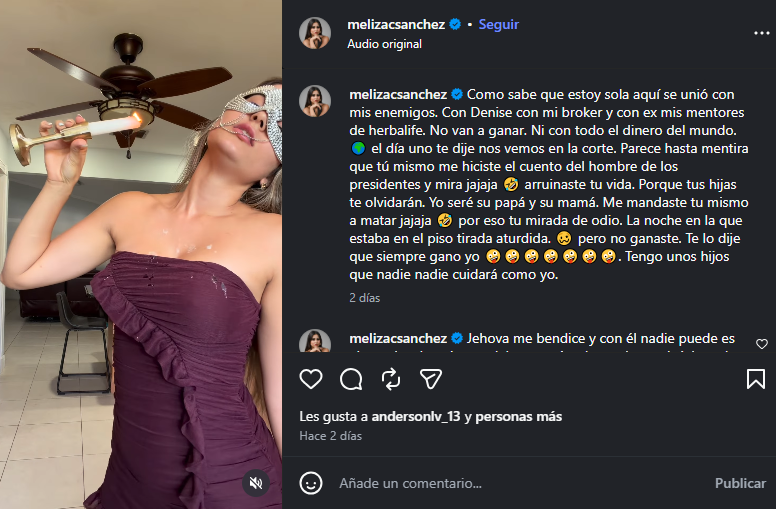 Publicación de la influencer Meliza Campos Sánchez.
