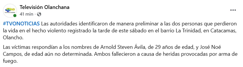 Captura de pantalla de la publicación