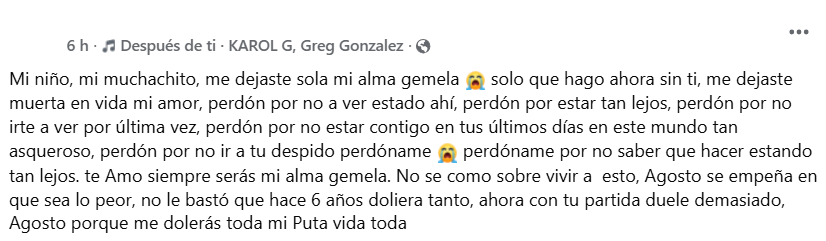 Captura de pantalla de la publicación