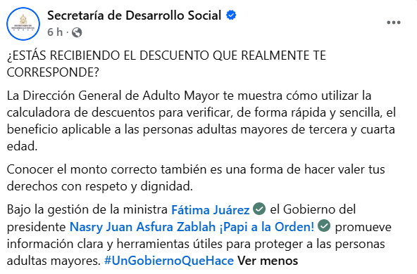 Captura de pantalla de la publicación