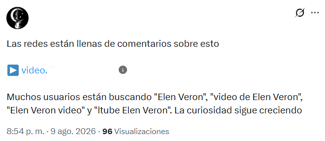 Captura de pantalla de una publicación en la que se habla sobre el supuesto video filtrado de Elen Verón, el cual se hizo viral en Twitter, Telegram y Ltube al creerse que trata de una filtración con Jaka o Maca Díaz