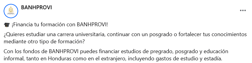 Captura de pantalla de la publicación