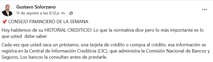 Captura de pantalla de la publicación