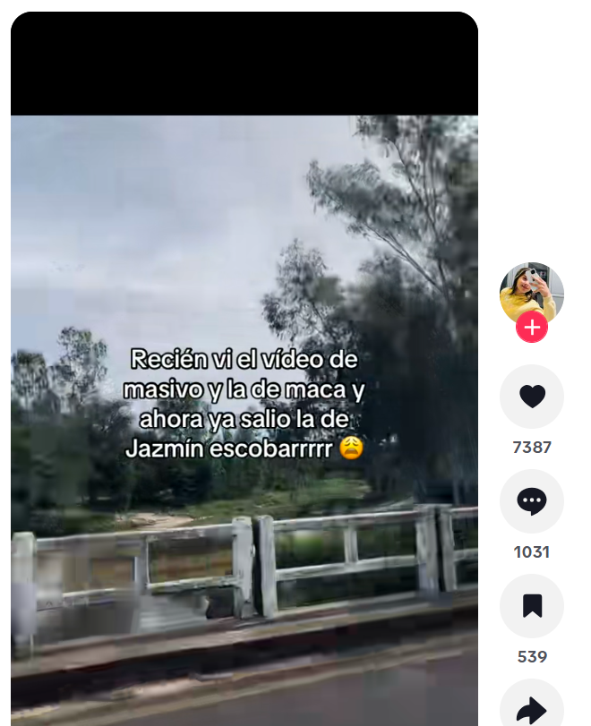 Captura de pantalla de una publicación que habla sobre el supuesto video filtrado de Jazmín Escobar, mismo que es viral en Twitter, Telegram y Ltube
