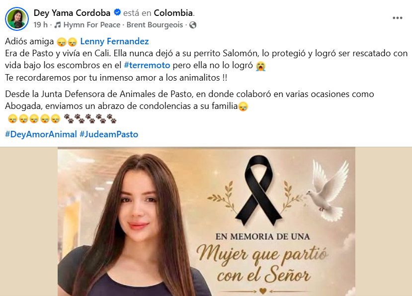 Captura de pantalla de la publicación