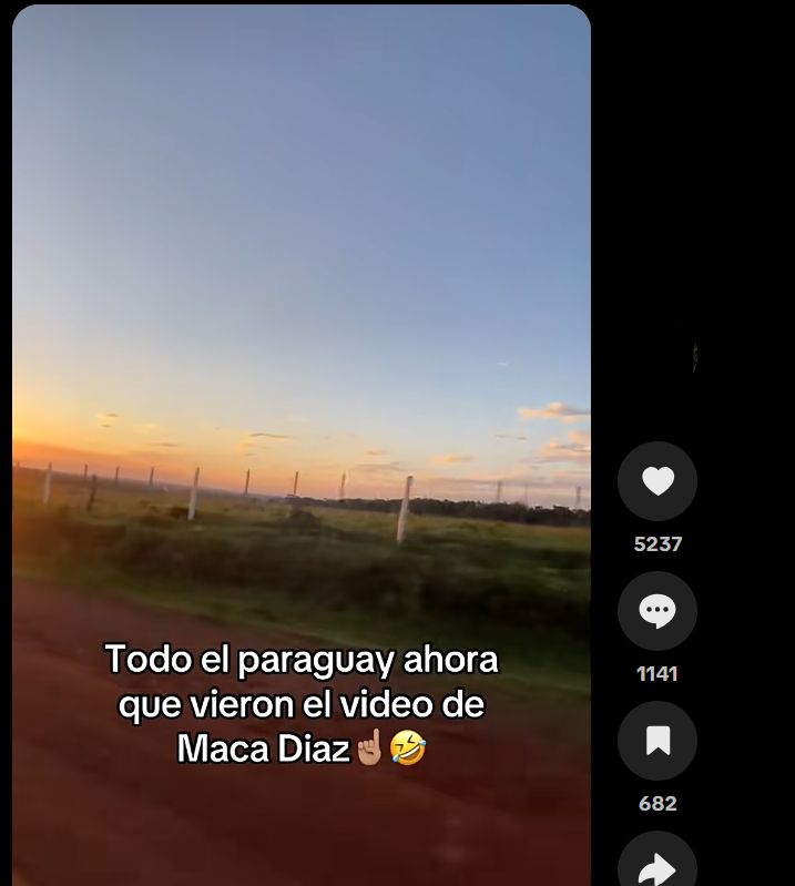 Captura de pantalla de una publicación que habla sobre el video filtrado de Maca Díaz, clip de la tiktoker de Paraguay que se ha vuelto viral en Twitter y Telegram