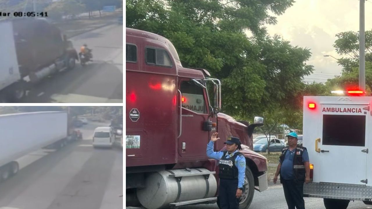 Video sensible: motociclista muere arrollado por rastra en San Pedro Sula Imagen principal de Video sensible: motociclista muere arrollado por rastra en San Pedro Sula